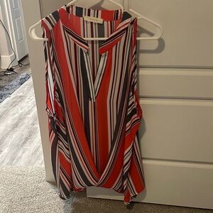 Entro Women's Red and Black Striped Blouse